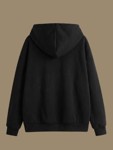 Image of Women's Fleece Fabric Zipper Hooded Jacket Loose Fit /Oversized, Drawstring | Plus Size Also Available