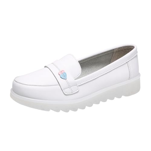 Comfortable Nurse Walking Shoes, Fashionable Breathable White Slip-On Flats Non-Slip Nurse Sandals for Women, Buffer Wipeable Nonslip Hospital, Ideal for Doctors Healthcare(5)