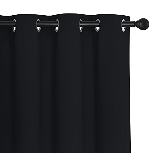 NICETOWN Black Out Curtain for Bedroom 102 inches Long, Grommet Thermal Insulated Light Blinds Room Darkening Window Treatment for Boys Room, 1 Panel, W52 x L102, Black