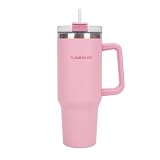 Flamingueo Termo 1,18L - Botella Agua Acero Inoxidable - Tumbler - Con Pajita y Asa - Bebidas Frías 24h y Calientes 10h - Vaso Termico