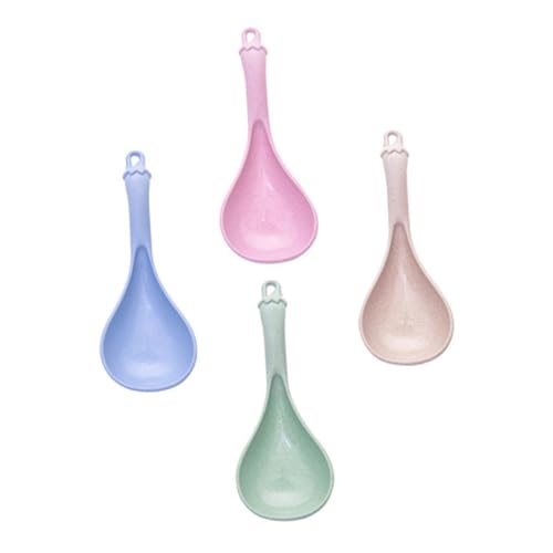 NAMOARLY 4pcs Wheat Straw Soup Spoon Chinese Soup Spoons Noodle Soup Spoons Noodles Ramen Asian Noodle Spoon Soba Soup Spoon Extra Large Ramen Spoons Hot Pot Spoons Flatware Metal Spoons Pp