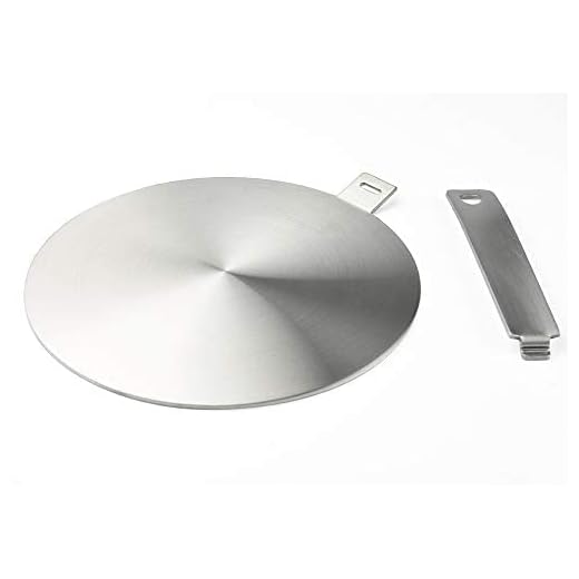 RUNZI 9.45inch Heat Diffuser Stainless Steel Induction Diffuser Plate for Electric Gas Stove Glass Induction Cooktop Heat Diffuser WITH removable handle 24CM