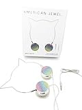 Kitty Cat Ear Headphones - Wire Frame Headset with Volume Control and Microphone - Silver & Rainbow