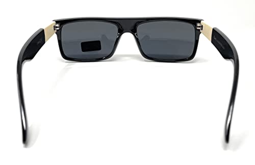 Locs 91156 Black Sunglasses | Authentic Gangster Squared Flat Top Ivory Arms Shades #TOP4