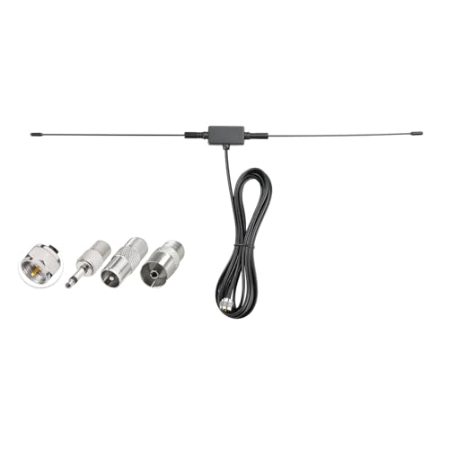 Superbat FM/AM UKW Antenne Dipolantenne mit Teflon-Beschichtung | F-Stecker mit 3m Verlängerungskabel, 50 Ohm | Klebemontage | für Tragbaren Radio-Tuner HiFi-Receiver Stereo-Verstärker AV-Empfänger