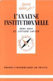 L'analyse institutionnelle 2130451950 Book Cover