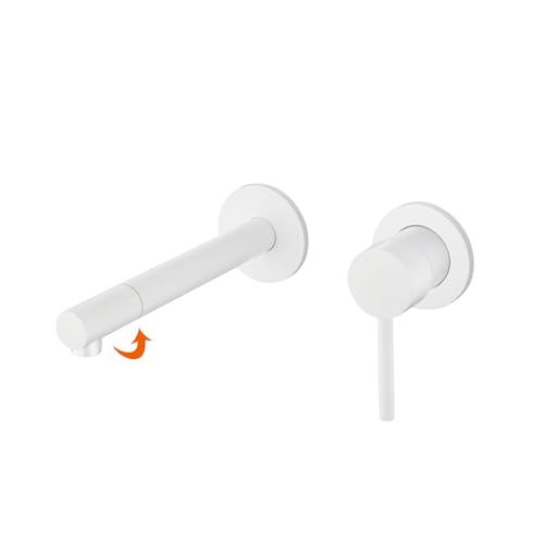 Concealed Basin Mixer Tap, 360° Rotating Spout, RF0273 Wall Mounted Sink Tap, Modern Bathroom Sink Faucet, Vanity Faucet, 59A Copper, Single Handle with Embedded Box