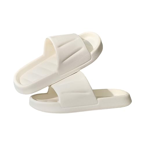 EVA Cloud Sliders para hombres y mujeres, zapatos de baño con puntera abierta, para verano, suave, parte inferior gruesa, antideslizante, ligeras, cómodas, sandalias de baño para ducha, White, 40 EU