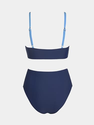 Image of CUPSHE Women's Bikini Sets Two Piece Swimsuit High Waisted V Neck Twist Front Adjustable Spaghetti Straps Bathing Suit