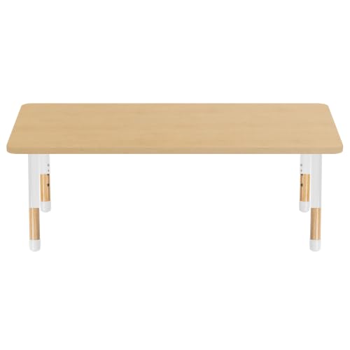 Image of 30 inch x 60 inch Rectangle Kids Classroom Table with Adjustable Chunky Wood Legs