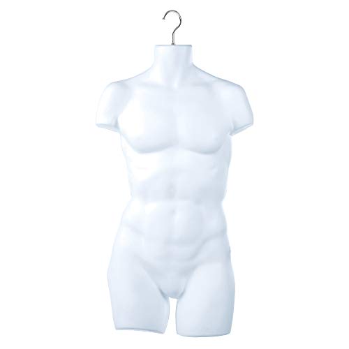 Only Hangers Male Torso Plastic Hanging Mannequin Body Form Clear Frosted - Pack of (1)