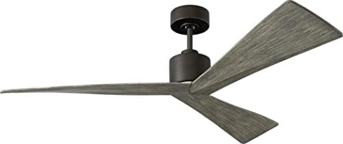 Monte Carlo Generation Lighting 3ADR52AGP Adler Indoor/Outdoor Damp Rated 52" Ceiling Fan with Remote, 3 Light Grey Weathered Oak ABS Blades, Aged Pewter