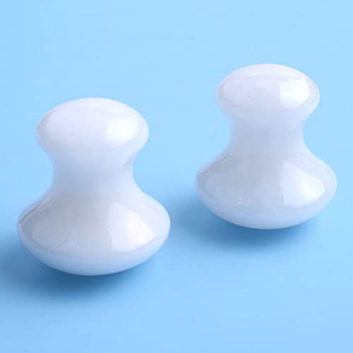 OSALADI 2 piezas de Gua Sha Tools masajeador facial de cuarzo, hongos, piedras de jade para salud, herramienta de masaje de raspado de hongos, para mujeres, spa, color blanco - imagen 3