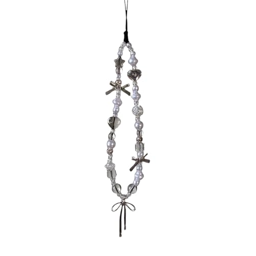 [EZ PEACH] ストラップ スマホ 手首 落下防止 携帯 ハンドストラップ 女の子 吊り下げペンダント装飾 落下防止 蝶結び カラフルビーズ スマホ小物 全機種対応 (A)