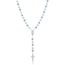 SKQIR Rosary Beads Catholic Crucifix Cross Necklace for Men Women Our Lady of Guadalupe Prayer Medal Jesus Wall Crucifix Cross Rosary Rhinestone Beads Religious Christian Jewelry Gifts for Men Women