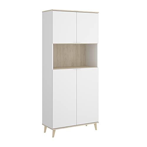 DEKIT GRUPO RIMOBEL WOK -MUEBLE AUXILIAR DE COCINA CON ALMACENAJE - 191x80x40 cm - BLANCO / NATURAL