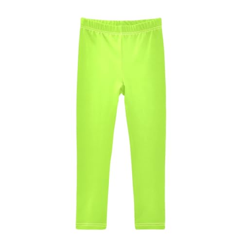 Girls Leggings Neon Green Yellow Solid Color Casual Yoga Pants Dance Pants Tights Trousers Cute Kids Clothes, 4T