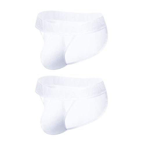 HMUTLHT Sexy hollow men's briefs cotton high-fork sports low-waist comfortable fashion underwear men 2pcs (M, W+W)
