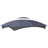 Outsunny 10' x 12' Gazebo Canopy Replacement, 2-Tier Outdoor Gazebo Cover Top Roof with Drainage Holes, (TOP ONLY), Dark Blue