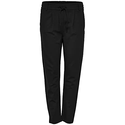 ONLY Damen Elegante Stoffhose | Poptrash Paperback Stretch Pants | Tunnelzug & Gürtelschlaufen ONLPOPTRASH, Farben:Schwarz, Größe:M / 32L