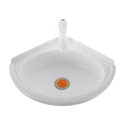 Vaguelly Lavabo Triángulo Blanco de Pared con Grifo Diseño Compacto y Ahorra para Baño Pequeño y Balcón Lavabo de Esquina Moderno y Funcional de Plástico Colgante