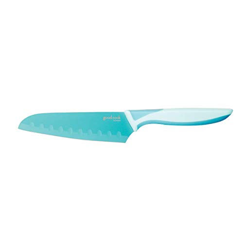 Santoku Kitchen Knife-Nonstick 5-in Blade - Teal
