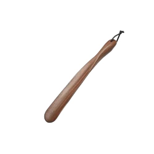 Corne à chaussures en bois de noyer noir manche long et chausse-pied flexible utile