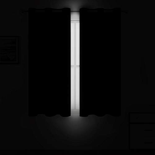 Image of LEMOMO Black Thermal Blackout Curtains /38 x 63 Inch /Set of 2 Panels Room Darkening Curtains for Bedroom