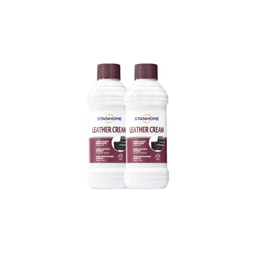 STANHOME Leather Limpiador de Cuero, tapicería Interior de Coche, Crema hidratante para Calzado y Ropa - Reparador, embellecedor, restaurador Muebles y sofás de Cuero (2x250ml)