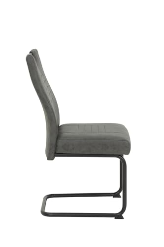 Chaises de salle à manger en microfibre anthracite Jupiter de prestige - 5