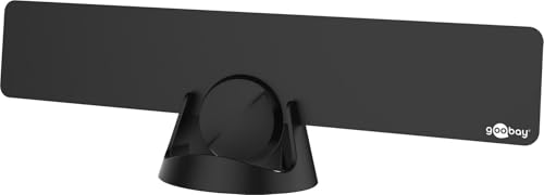 goobay DVB-T2 Zimmerantenne aktiv, ultraflache Full HD Antenne mit Verstärker (16dBi) & LTE/4G Filter, für störungsfreies Fernsehen, schwarz - 67813