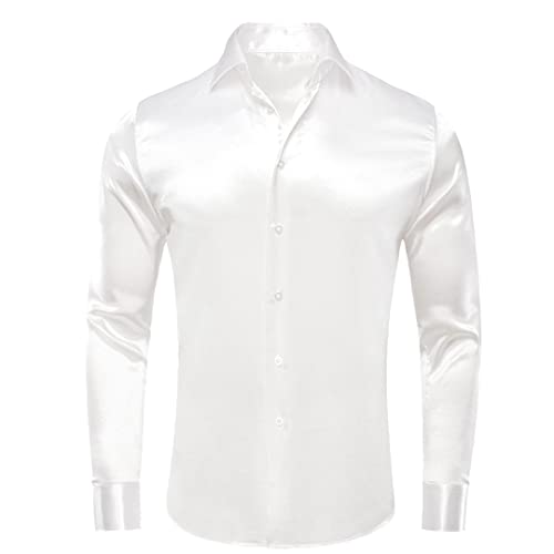 Chemise habillée en satin homme manches longues Cy-1513 taille XL vêtement chic