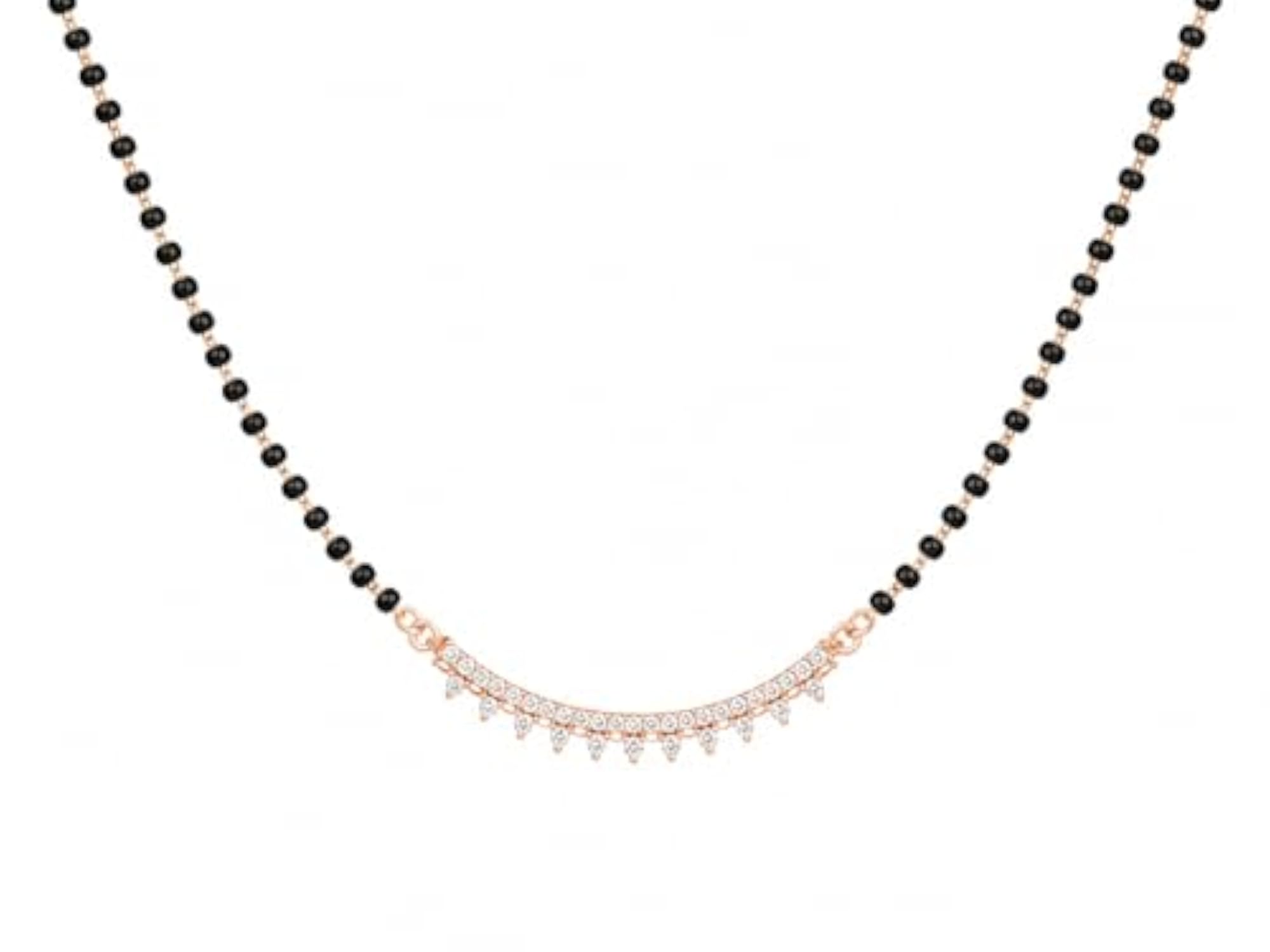 Women's Rose Gold Mangalsutra with Black Bead Chain