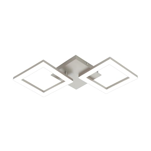 EGLO LED Deckenleuchte Huerta, Wohnzimmerlampe, 2 flammige Deckenlampe, Küchenlampe aus Metall in Silber, Kunststoff in Weiß, LED Schlafzimmerlampe warmweiß, 47 cm EGLO LED Deckenleuchte Huerta, Wohnzimmerlampe, 2 flammige Deckenlampe, Küchenlampe aus Metall in Silber, Kunststoff in Weiß, LED Schlafzimmerlampe warmweiß, 47 cm