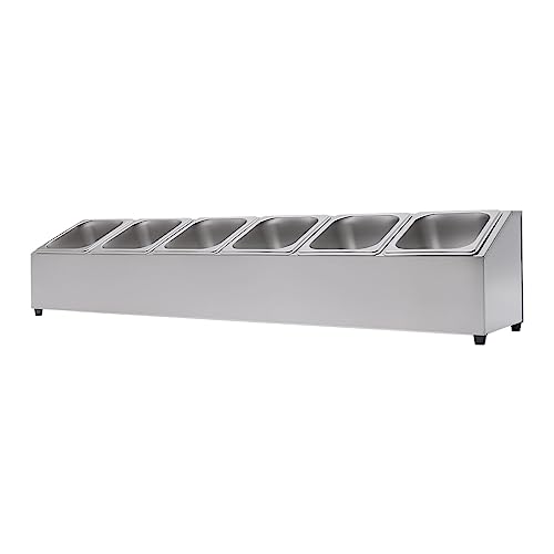 Scatola per ingredienti in acciaio inox, contenitore per condimenti a 6 griglie con coperchio, supporto per ingredienti da bar, conservazione durevole per spezie ed erbe, organizer da cucina