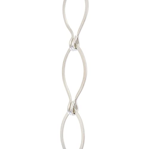 Image of RCH Hardware Decorative Satin Nickel Solid Brass Chain for Hanging, Lighting - Sleek Ovals and Unwelded Links (1 Foot)