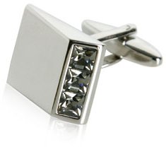 Mancuernillas de cristal gris para hombre en caja de regalo miniatura 3