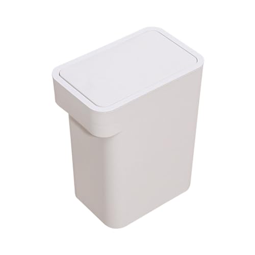 Caneca de basura rectangular blanco 10L con tapa Unomor miniatura 1