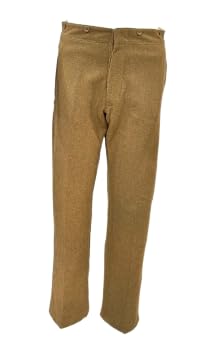 REPLICA MILITARY Reproduction WarReplica WW1 British Army 1907 Service Dress SD Trousers Reproduction Khaki Wool High Waist Uniform Pants with Braces Buttons Historic Battledress for Reenactment