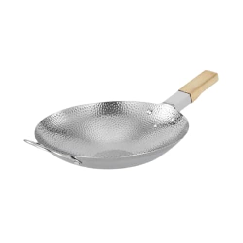 Wok de acero inoxidable con mango de madera 39.5 x 23.5 x 5.2 cm miniatura 1
