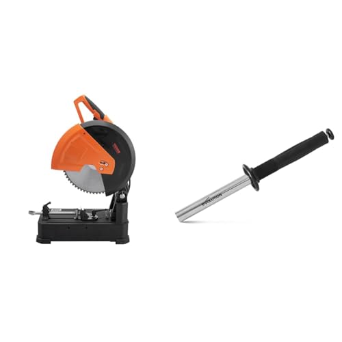 Image of VEVOR Chop Saw, 14"/355mm Blade Diameter Cut Off Saw, 2800W 1200RPM Steel Cutting Machine & Evolution Power Tools Cyclone Magnetic Swarf & Chip Collector Wand - Pickup Magnet Tool
