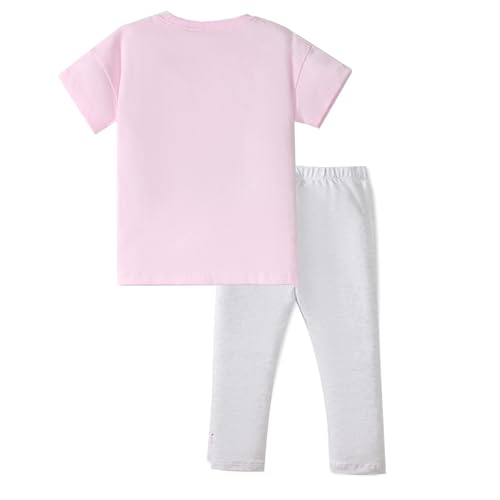 Image of HILEELANG Toddler Girl Easter Outfit Spring Summer Cotton Leggings Pants Tees Shirts Clothing Sets