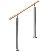 Amazon | YHEYSMUX 100 cm 角型 階段 手すり黒 四角い 無垢材の