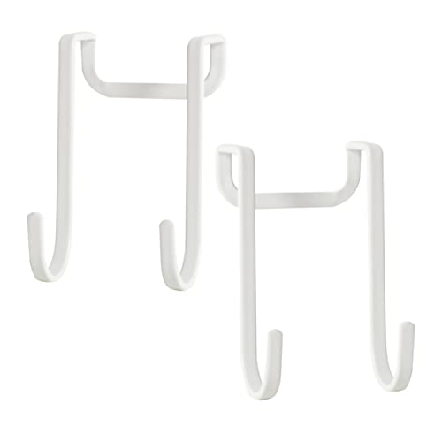 GRIRIW 2 Pcs No Trace Hook Home Storage Hanger Key Hanger Over The Door Hook Coat Hanging Hooks Over Door Hanger Wall Hooks for Coats Towel Hook Coat Hangers Cabinet Door Hooks Iron White