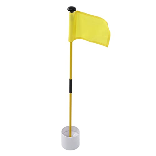 Golfs Flagstick,2 Section Detachable Practice Putting Green Flags Golfs Pin Flag Hole Cup Set for Yard (Yellow)