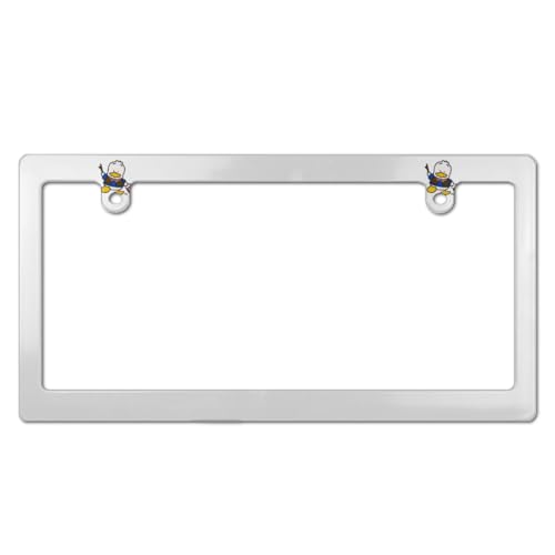 あひるのペックル ナンバープレート フレーム ナンバーフレーム 普通車 軽自動車適用 装飾ボーダー タグ装飾 耐久性 カーアクセサリー 錆びにくい おしゃれ ?り物