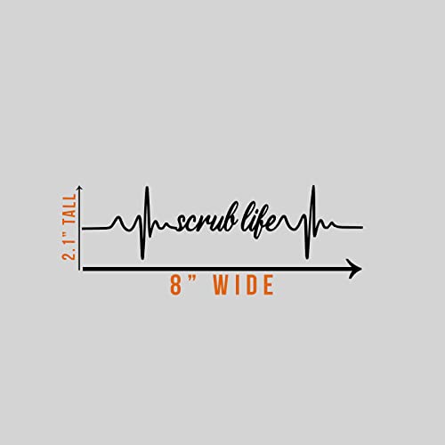 Scrub Life Heartbeat Decal Vinyl Sticker Auto Car Truck Wall Laptop | Black| 8" X 2" #TOP3