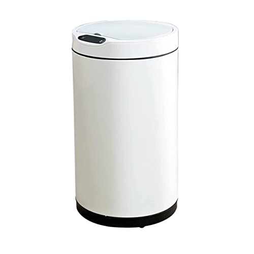 Contenedor De Basura Para Sala Bote De Basura De Inducción Para El Hogar, Sala De Estar, Baño, Inodoro Eléctrico Inteligente Automático Creativo Con Tapa Cubo de Basura Ligero y Resistente(White,25*33