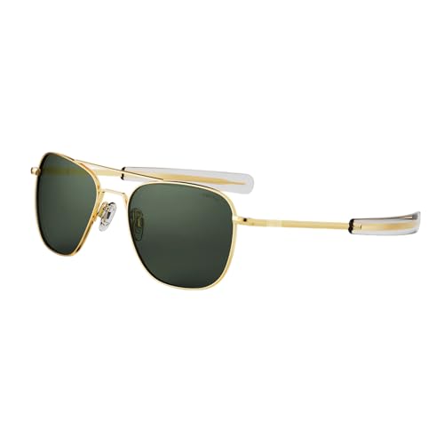 Randolph Eyewear Aviator Sunglasses for Women and Men Classic Aviator Glasses Non-Polarized and 23k Gold Frame UV Protection Sunglasses Made to Last a Lifetime (AGX Green)