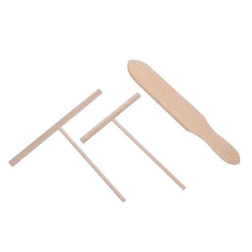 JECOMPRIS Set Utensili Spatola per Crêpes in Legno 3 Pezzi Spatola Grande Ergonomica da 12 Cm e 18 Cm Accessori Cucina per Pancake e Preparazione Dolci Fatti in Casa